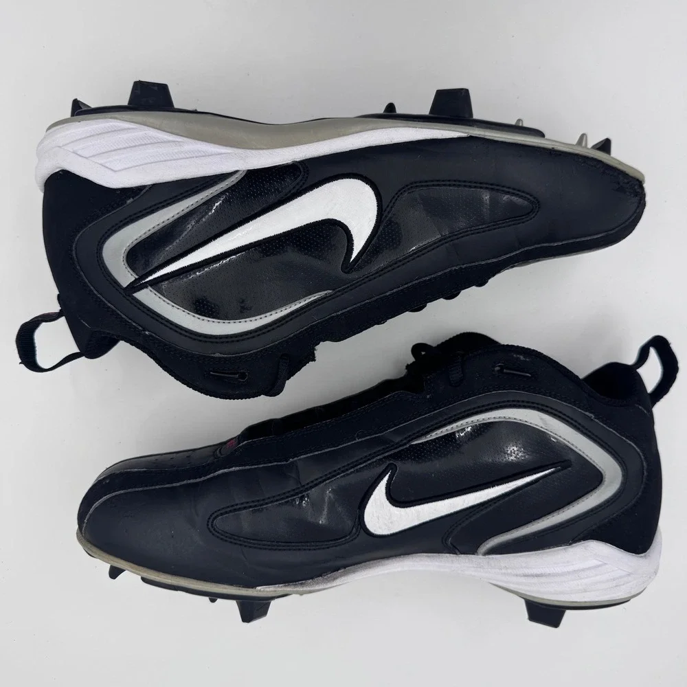 Nike Air Strobe Baseball Cleats Mens 11.5 Black White Red Spikes 313203-011 2006